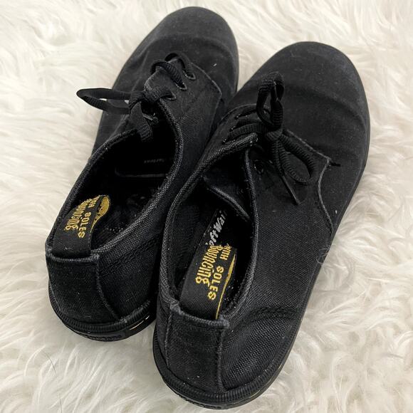 Dr Martens Santanita Canvas Casual Shoes Black Flat Lace Up Women's Size 8 - Picture 4 of 6